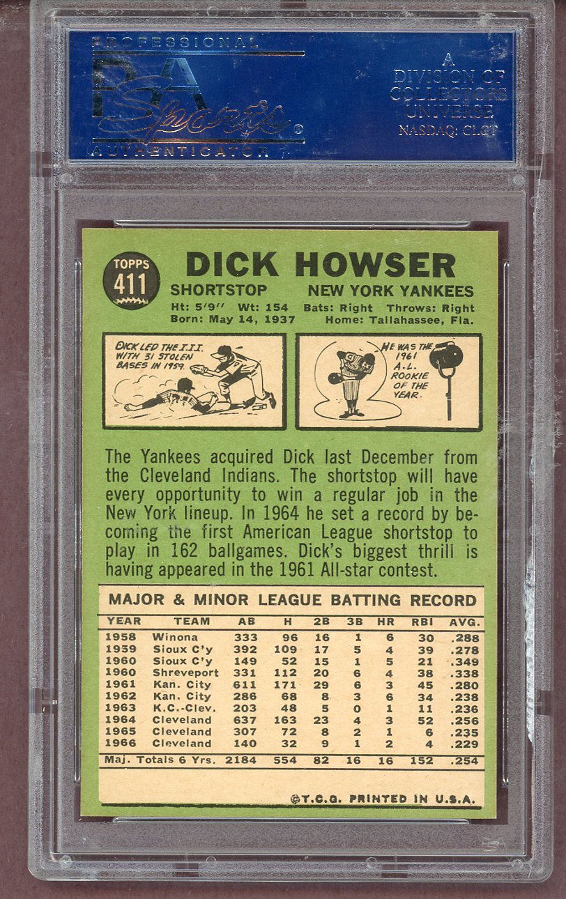 1967 Topps Baseball #411 Dick Howser Yankees PSA 7 NM 563789