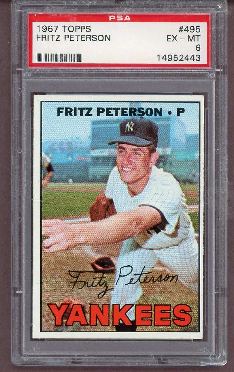 1967 Topps Baseball #495 Fritz Peterson Yankees PSA 6 EX-MT 563790