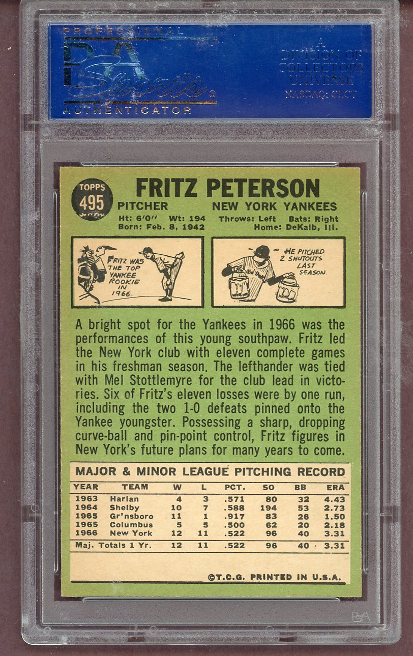 1967 Topps Baseball #495 Fritz Peterson Yankees PSA 6 EX-MT 563790