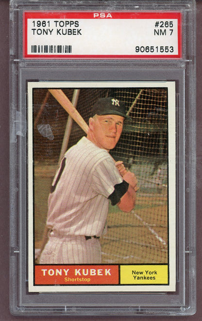 1961 Topps Baseball #265 Tony Kubek Yankees PSA 7 NM 563794