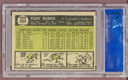 1961 Topps Baseball #265 Tony Kubek Yankees PSA 7 NM 563794