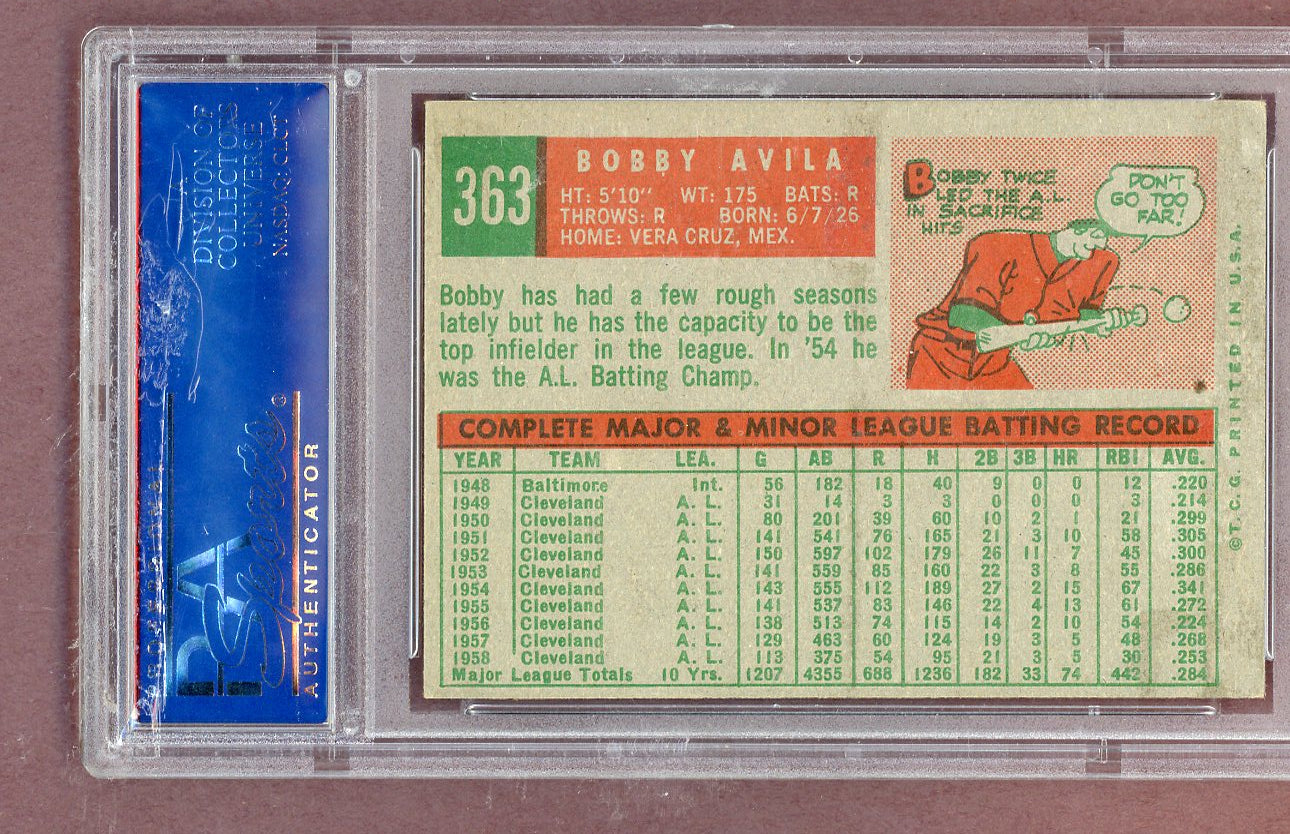 1959 Topps Baseball #363 Bobby Avila Orioles PSA 5 EX 563795