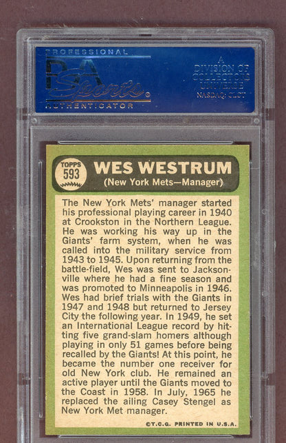 1967 Topps Baseball #593 Wes Westrum Mets PSA 8 NM/MT oc 563799