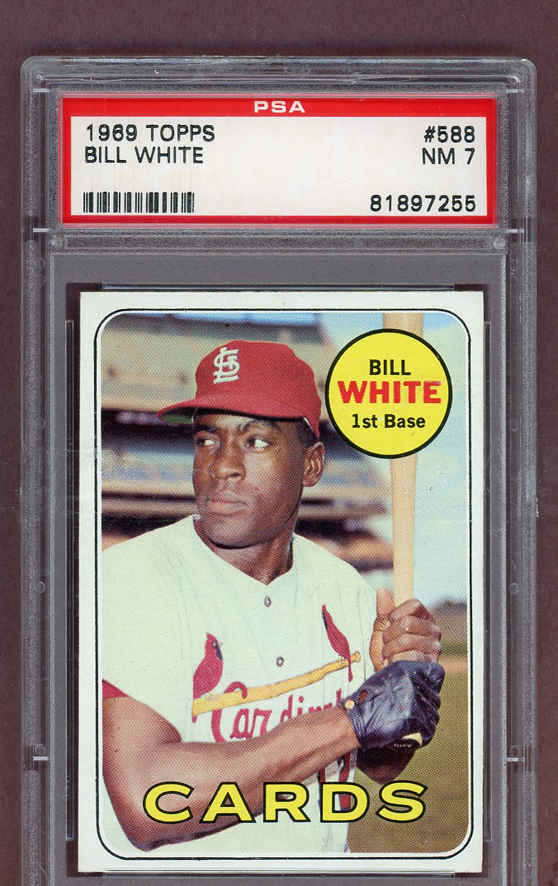 1969 Topps Baseball #588 Bill White Cardinals PSA 7 NM 563800