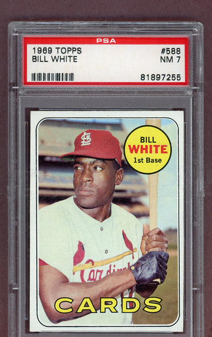 1969 Topps Baseball #588 Bill White Cardinals PSA 7 NM 563800