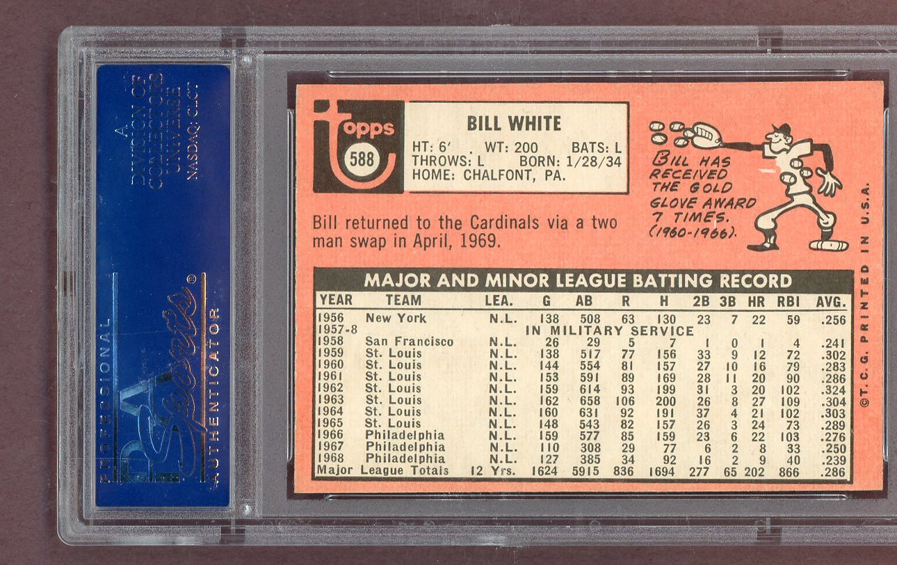 1969 Topps Baseball #588 Bill White Cardinals PSA 7 NM 563800