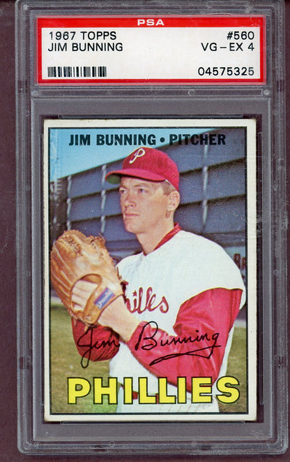 1967 Topps Baseball #560 Jim Bunning Phillies PSA 4 VG-EX 563801