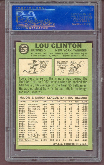 1967 Topps Baseball #426 Lou Clinton Yankees PSA 9 MINT oc 563805