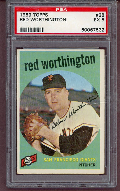 1959 Topps Baseball # 28 Al Worthington Giants PSA 5 EX 563806