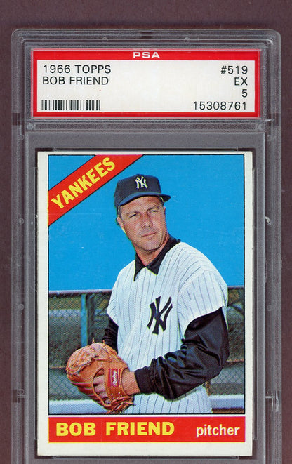1966 Topps Baseball #519 Bob Friend Yankees PSA 5 EX 563812