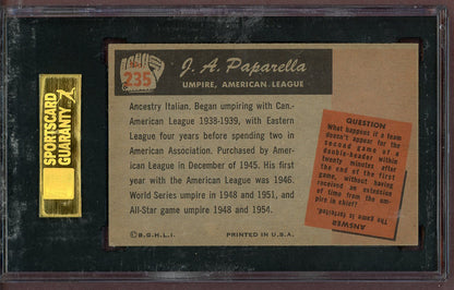 1955 Bowman Baseball #235 J.A. Paparella Umpire SGC 7 NM 563814