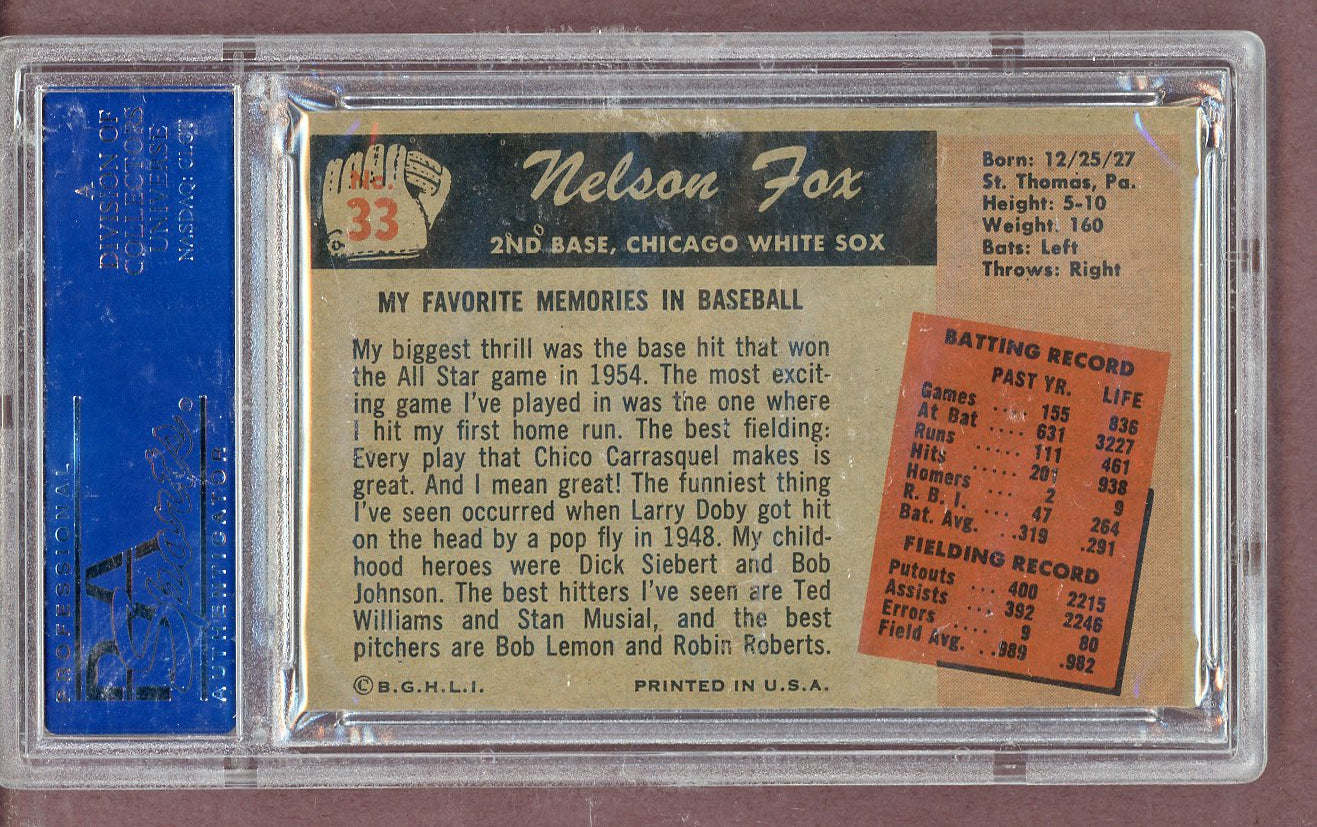 1955 Bowman Baseball # 33 Nellie Fox White Sox PSA 6 EX-MT 563816