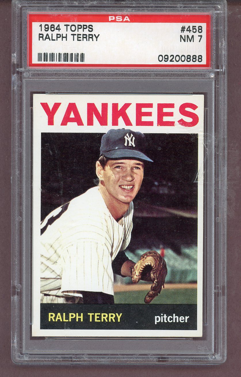 1964 Topps Baseball #458 Ralph Terry Yankees PSA 7 NM 563826