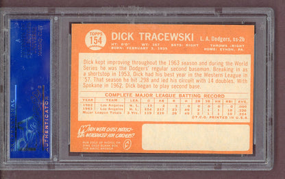 1964 Topps Baseball #154 Dick Tracewski Dodgers PSA 7 NM 563833