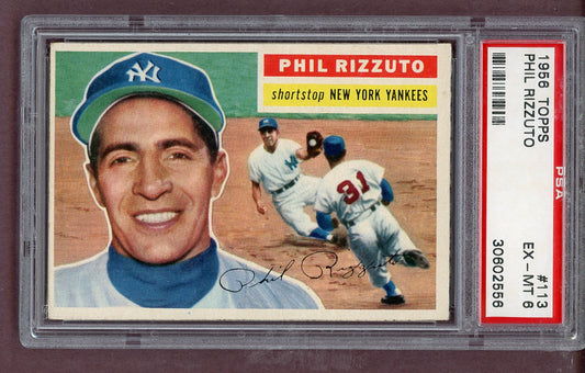 1956 Topps Baseball #113 Phil Rizzuto Yankees PSA 6 EX-MT Gray 563834