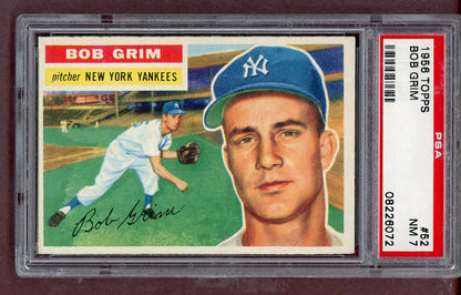 1956 Topps Baseball #052 Bob Grim Yankees PSA 7 NM Gray 563838