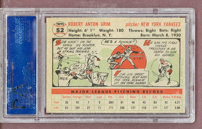 1956 Topps Baseball #052 Bob Grim Yankees PSA 7 NM Gray 563838