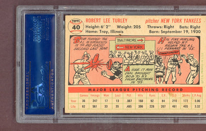 1956 Topps Baseball #040 Bob Turley Yankees PSA 6 EX-MT White 563839