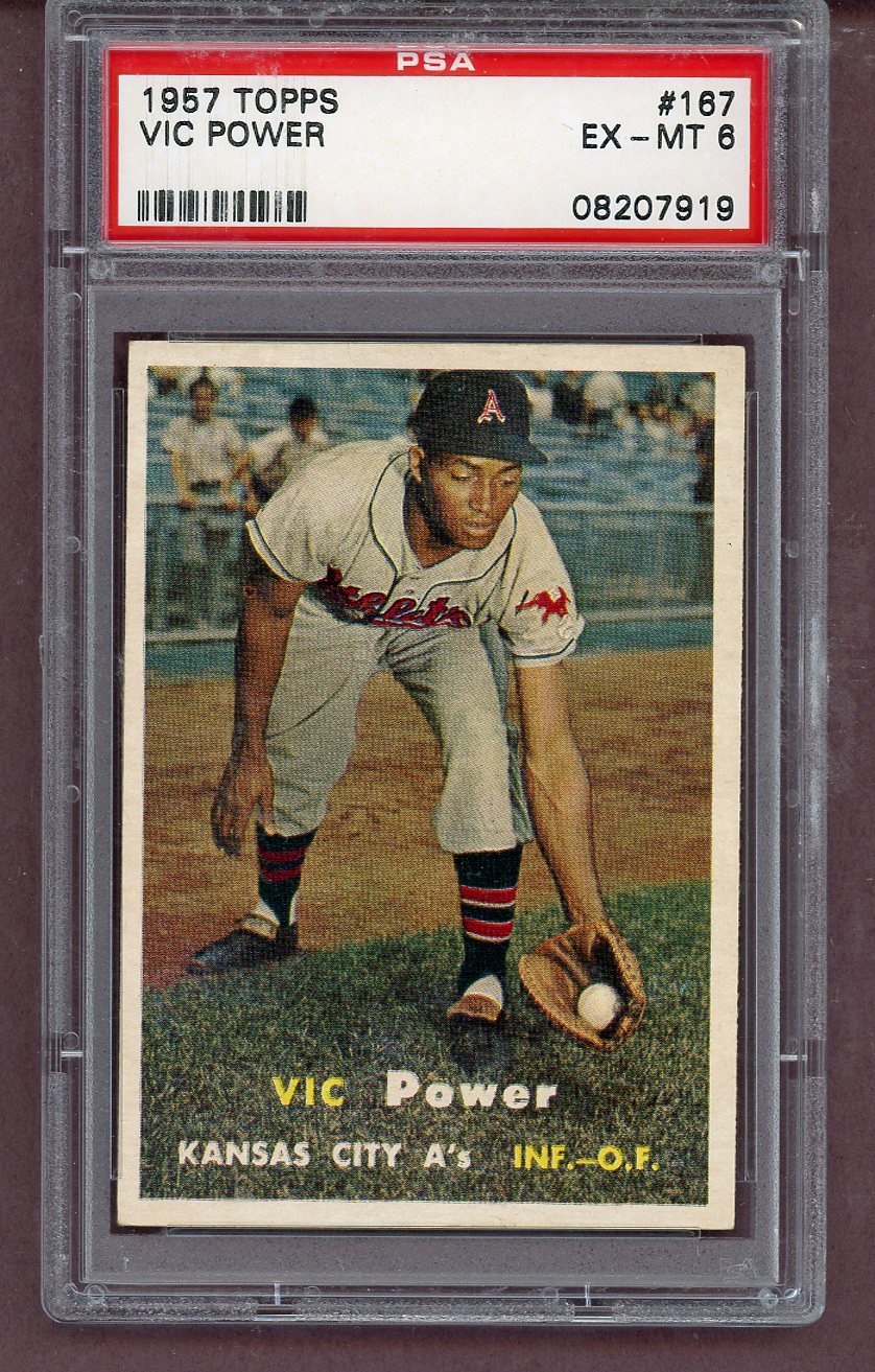 1957 Topps Baseball #167 Vic Power A's PSA 6 EX-MT 563846