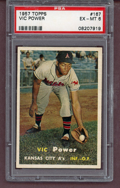 1957 Topps Baseball #167 Vic Power A's PSA 6 EX-MT 563846
