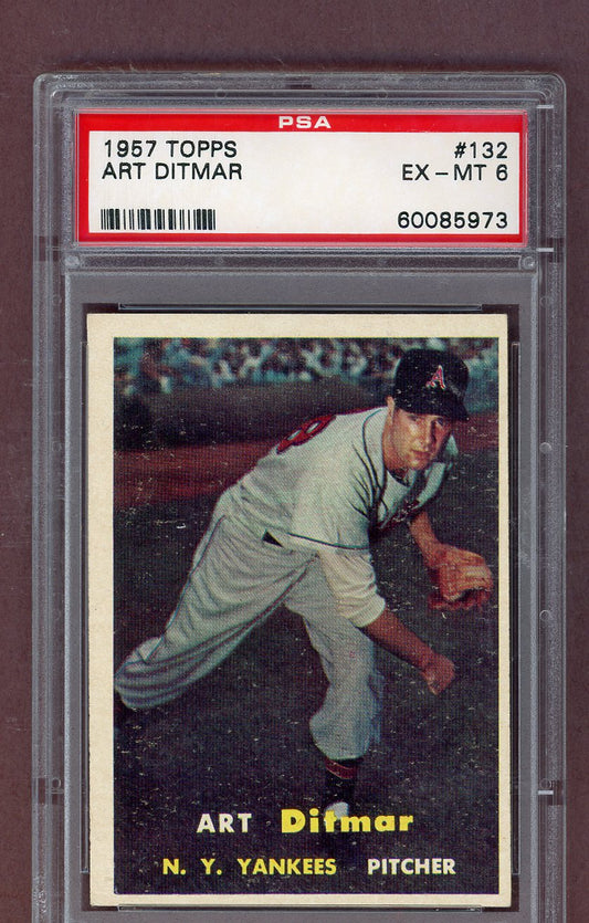 1957 Topps Baseball #132 Art Ditmar Yankees PSA 6 EX-MT 563847