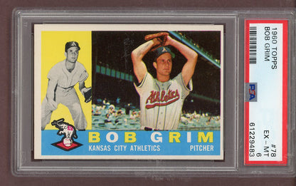 1960 Topps Baseball #078 Bob Grim A's PSA 6 EX-MT 563849