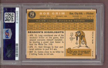 1960 Topps Baseball #078 Bob Grim A's PSA 6 EX-MT 563849