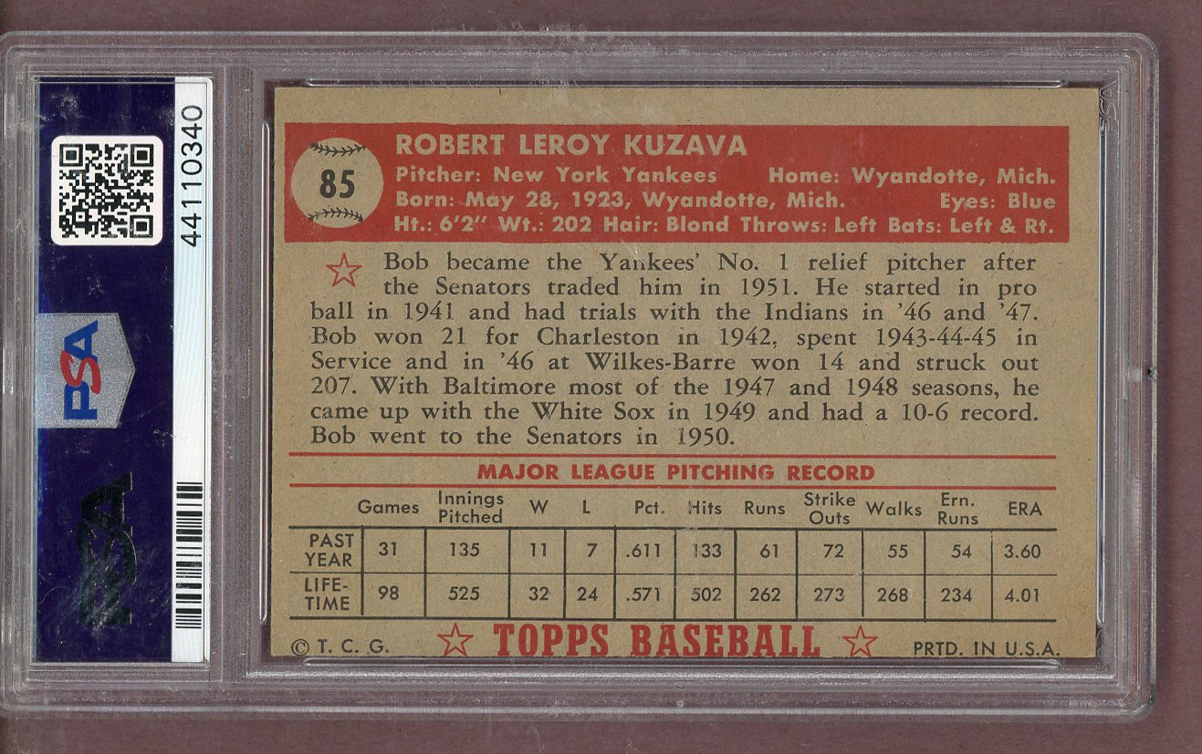 1952 Topps Baseball #085 Bob Kuzava Yankees PSA 6 EX-MT 563853