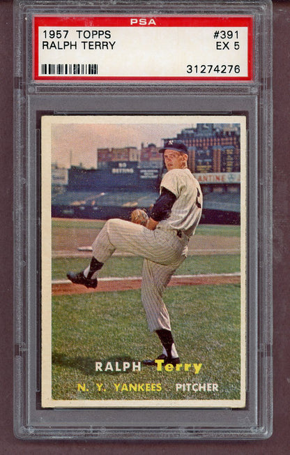 1957 Topps Baseball #391 Ralph Terry Yankees PSA 5 EX 563862
