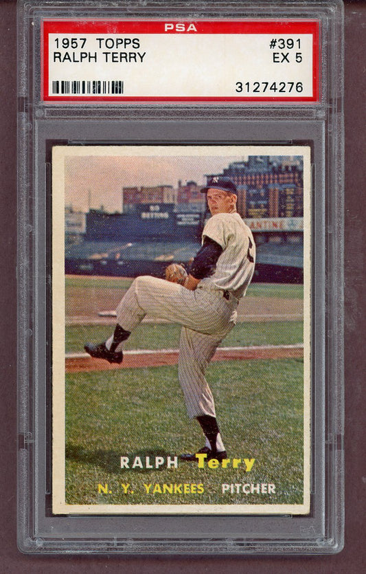 1957 Topps Baseball #391 Ralph Terry Yankees PSA 5 EX 563862