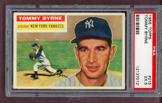 1956 Topps Baseball #215 Tommy Byrne Yankees PSA 5 EX 563866