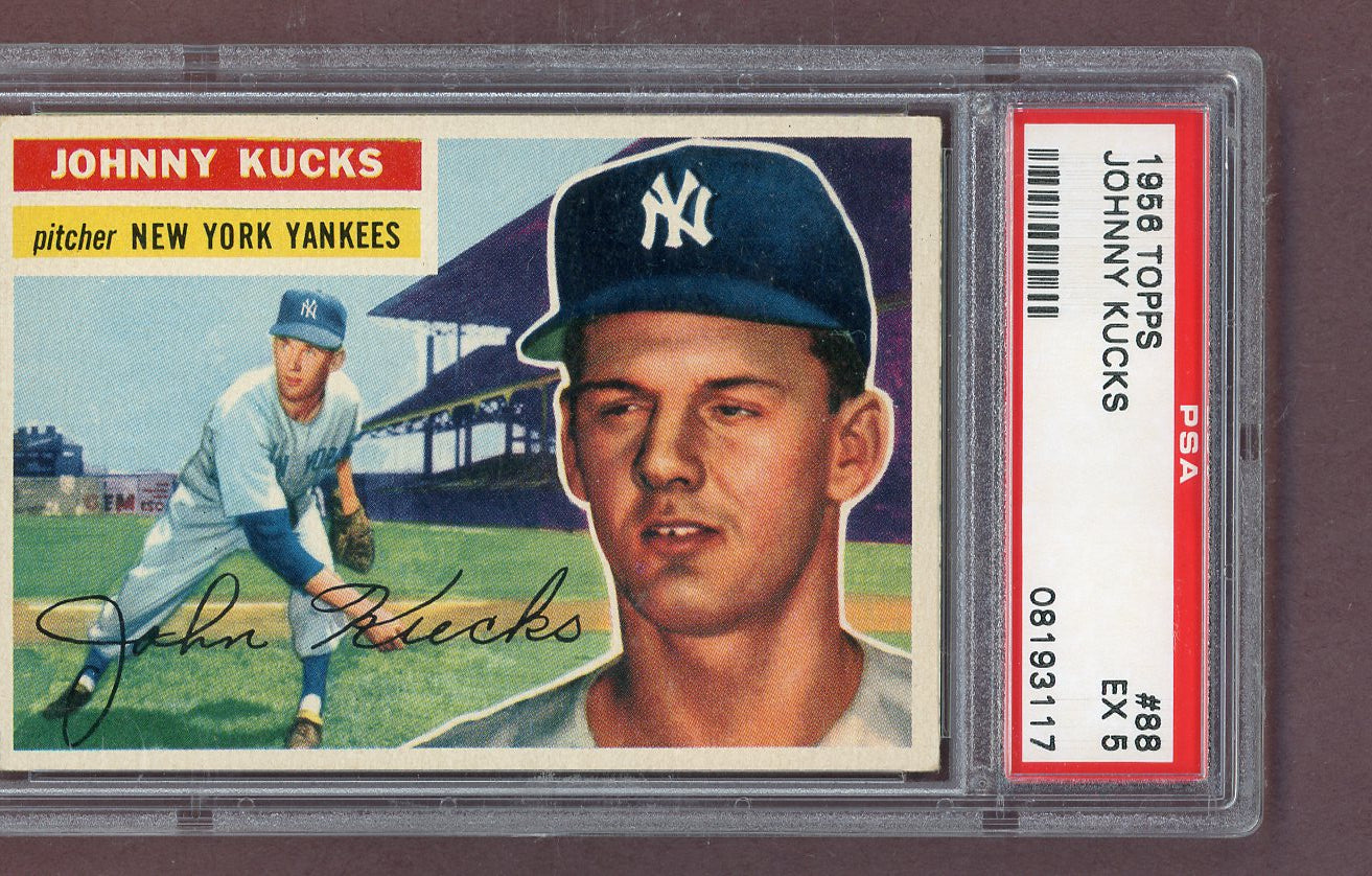 1956 Topps Baseball #088 Johnny Kucks Yankees PSA 5 EX White 563871