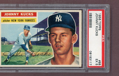 1956 Topps Baseball #088 Johnny Kucks Yankees PSA 5 EX White 563871