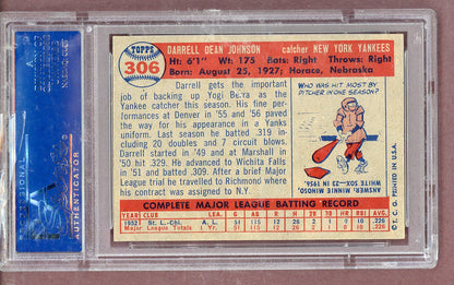 1957 Topps Baseball #306 Darrell Johnson Yankees PSA 6 EX-MT 563877