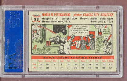 1956 Topps Baseball # 53 Arnold Portocarrero A's PSA 6 EX-MT Gray 563882
