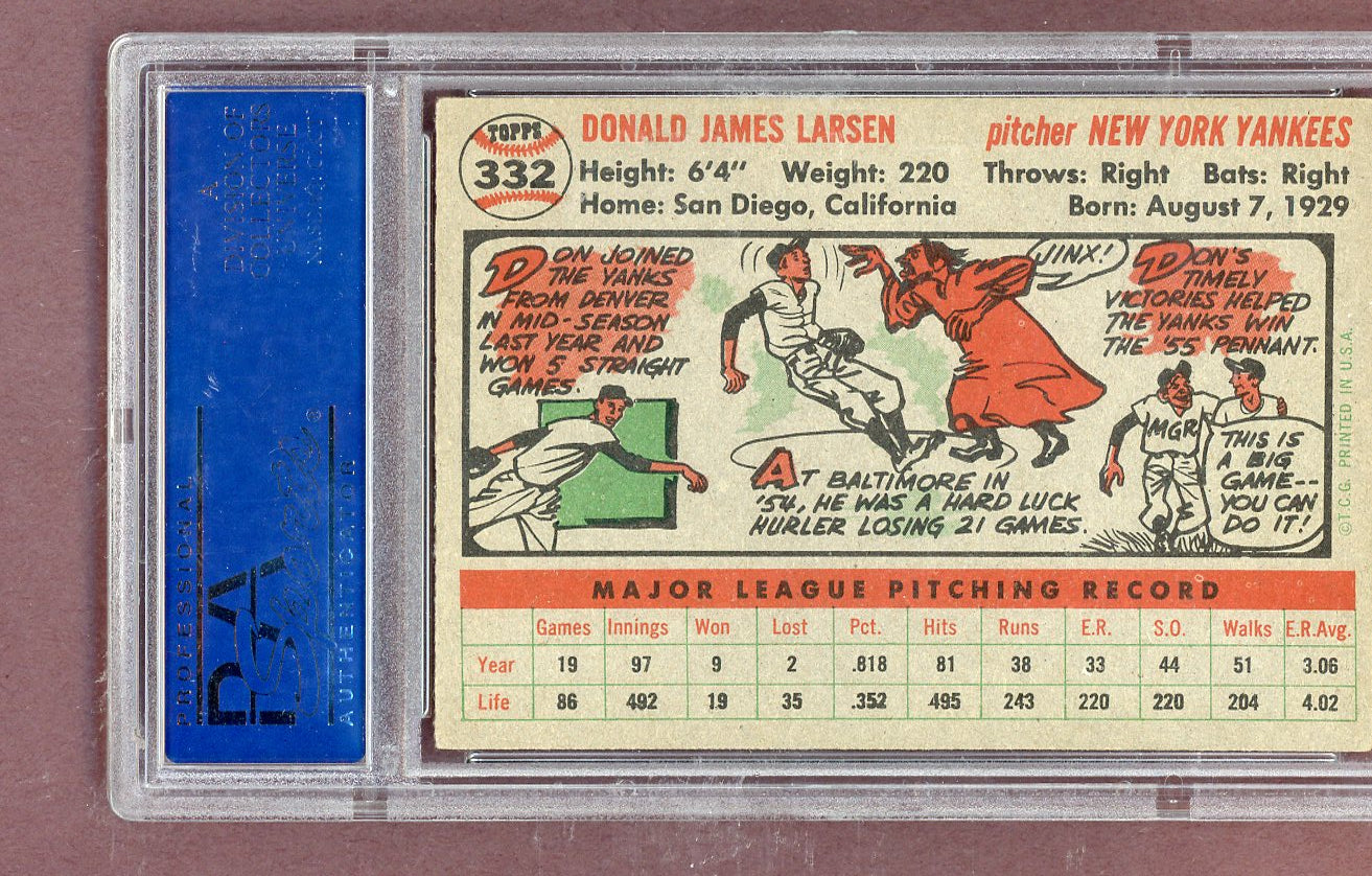 1956 Topps Baseball #332 Don Larsen Yankees PSA 5 EX 563883