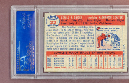 1957 Topps Baseball # 22 Jerry Snyder Senators PSA 8 NM/MT oc 563884