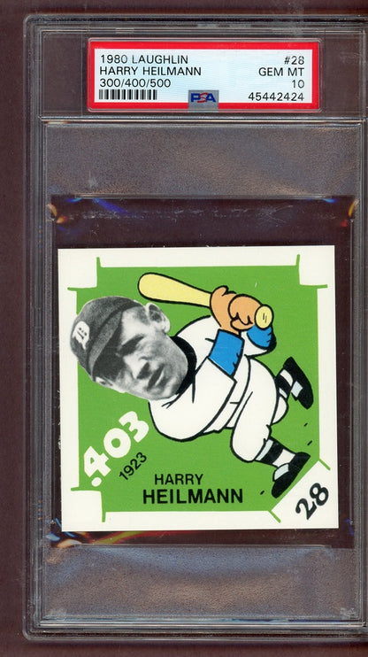 1980 Laughlin 300/400/500 # 28 Harry Heilmann Tigers PSA 10 GEM MINT 563888