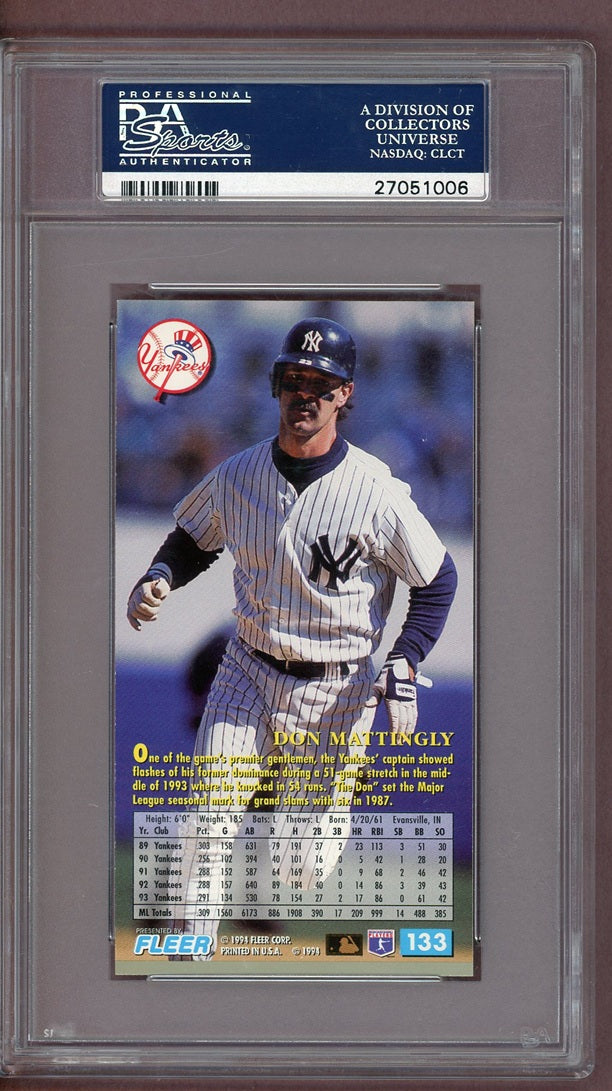 1994 Fleer Extra Bases #133 Don Mattingly Yankees PSA 10 GEM MINT 563893