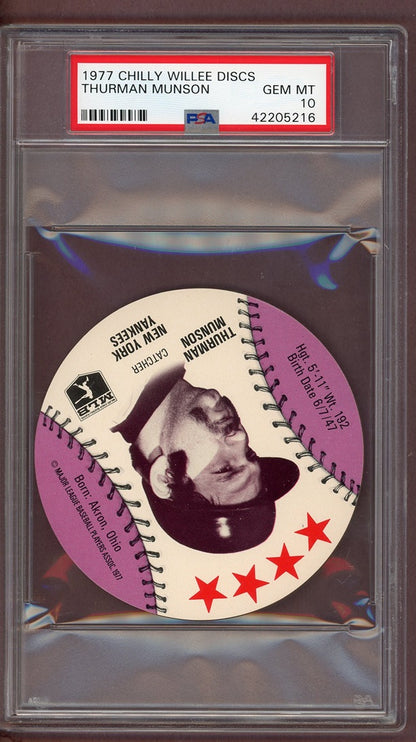1977 Chilly Willee Discs Thurman Munson Yankees PSA 10 GEM MINT 563899
