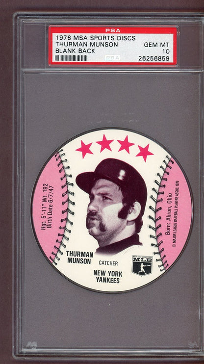1976 MSA Discs Thurman Munson Yankees PSA 10 GEM MINT 563900
