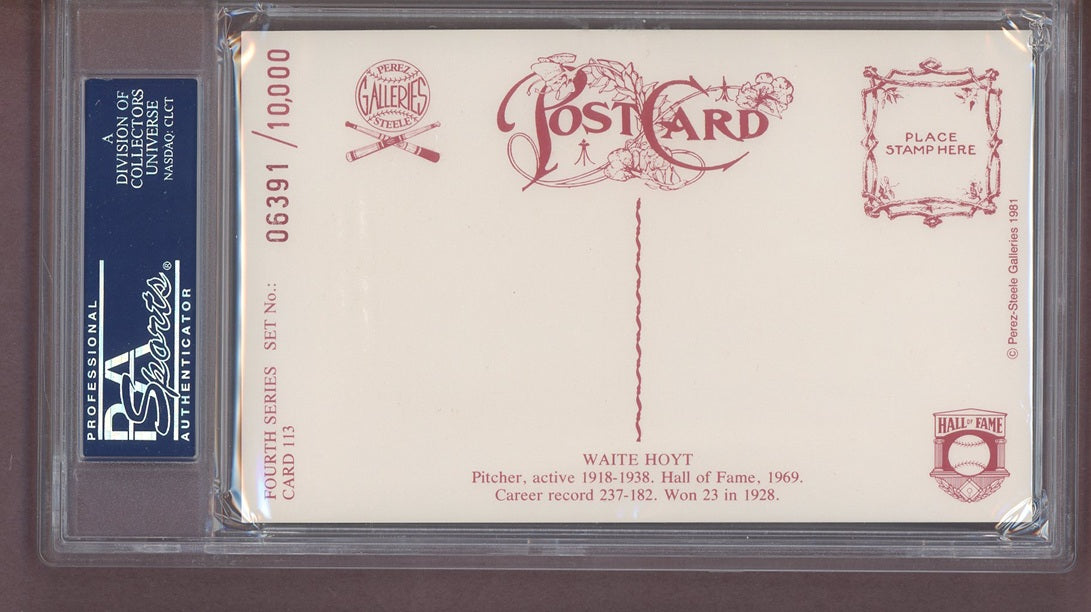 1981 Perez Steele #113 Waite Hoyt Yankees PSA 10 GEM MINT 563902