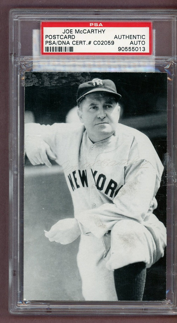 1960's J.D. McCarthy Postcards Joe McCarthy Yankees PSA/DNA Auth Light Sig