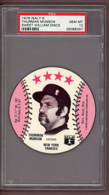 1976 Isalys Discs Thurman Munson Yankees PSA 10 GEM MINT 563911