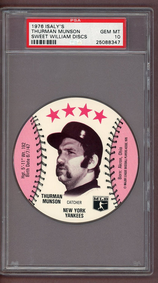 1976 Isalys Discs Thurman Munson Yankees PSA 10 GEM MINT 563911
