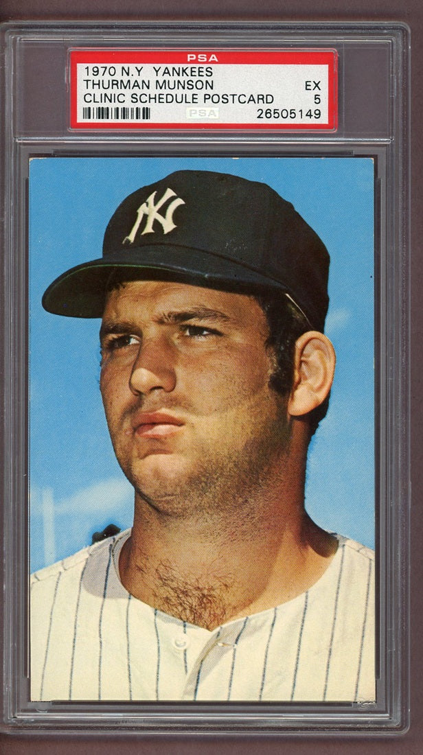 1970 Yankees Clinic Postcard Thurman Munson Yankees PSA 5 EX 563915