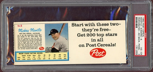 1962 Post Ad Panel #005/6 Mickey Mantle Roger Maris PSA 4 VG-EX 563920