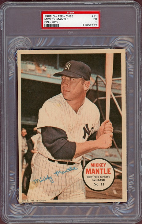 1968 O Pee Chee Pin Ups #011 Mickey Mantle Yankees PSA 1 PR 563921