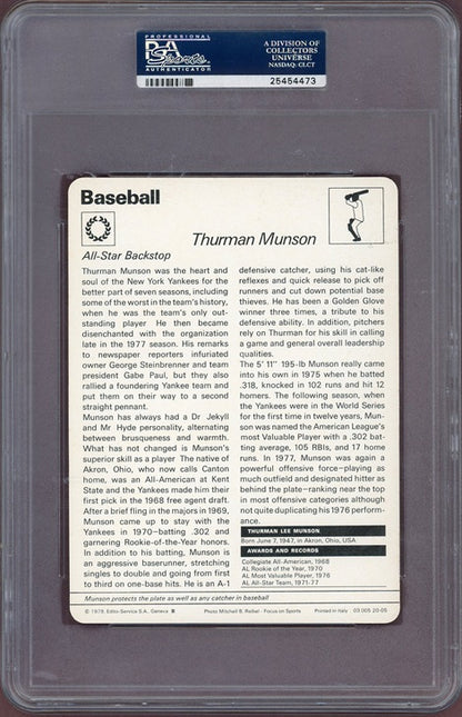 1977 Sportscaster #20-05 Thurman Munson Yankees PSA 9 MINT 563923