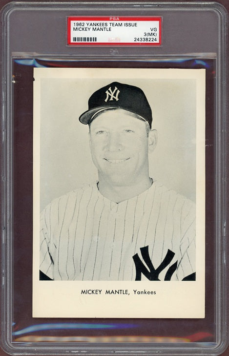1962 Yankees Team Issue Mickey Mantle PSA 3 VG mk 563927